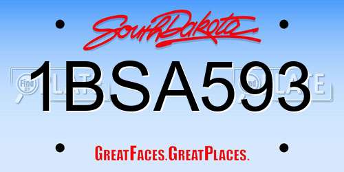 1BSA593 South Dakota License Plate