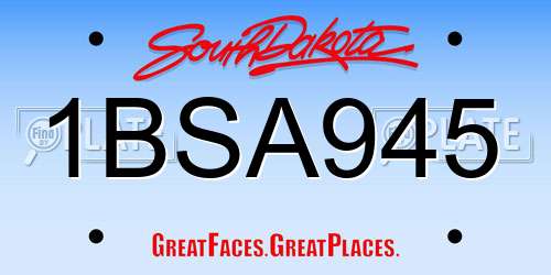 1BSA945 South Dakota License Plate