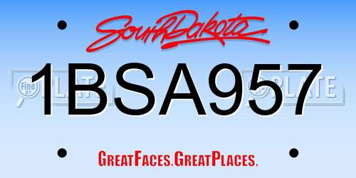 1BSA957 South Dakota License Plate