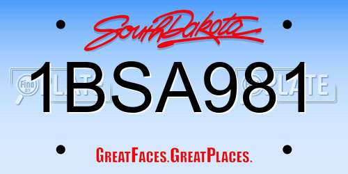 1BSA981 South Dakota License Plate