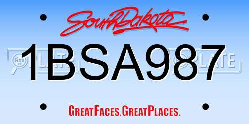 1BSA987 South Dakota License Plate