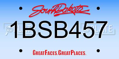 1BSB457 South Dakota License Plate