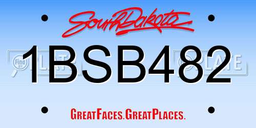 1BSB482 South Dakota License Plate