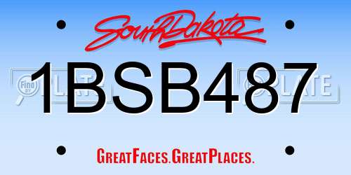 1BSB487 South Dakota License Plate