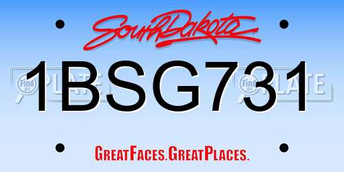 1BSG731 South Dakota License Plate