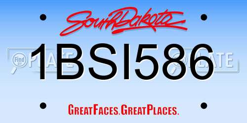 1BSI586 South Dakota License Plate