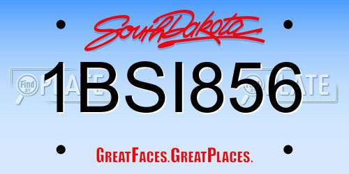 1BSI856 South Dakota License Plate