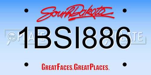 1BSI886 South Dakota License Plate