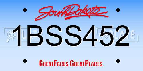 1BSS452 South Dakota License Plate