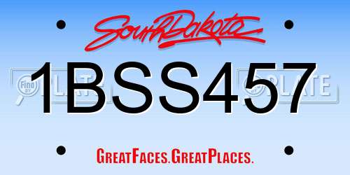 1BSS457 South Dakota License Plate
