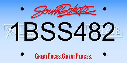 1BSS482 South Dakota License Plate