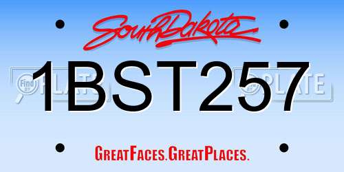 1BST257 South Dakota License Plate