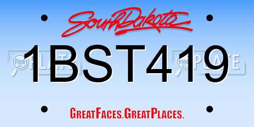 1BST419 South Dakota License Plate