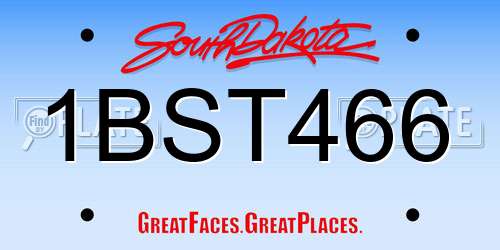 1BST466 South Dakota License Plate