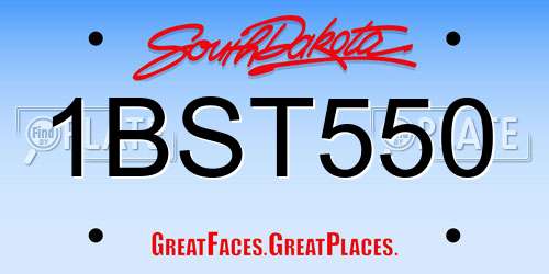 1BST550 South Dakota License Plate