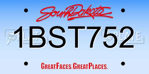 1BST752 South Dakota License Plate
