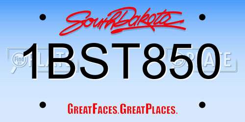 1BST850 South Dakota License Plate