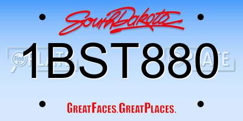 1BST880 South Dakota License Plate