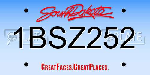 1BSZ252 South Dakota License Plate