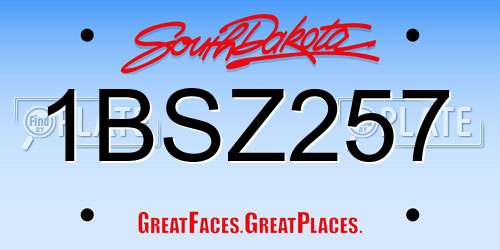 1BSZ257 South Dakota License Plate