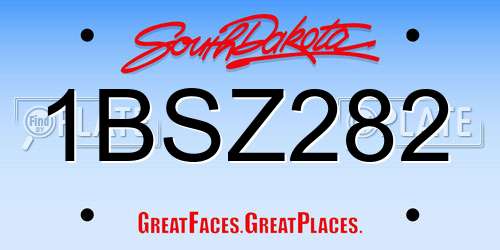 1BSZ282 South Dakota License Plate