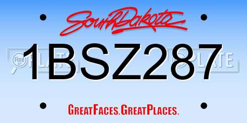 1BSZ287 South Dakota License Plate