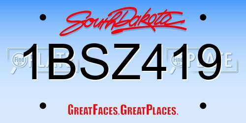 1BSZ419 South Dakota License Plate