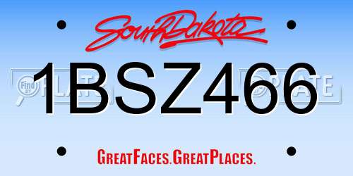 1BSZ466 South Dakota License Plate