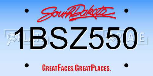 1BSZ550 South Dakota License Plate