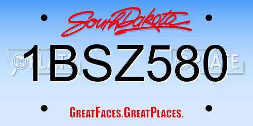 1BSZ580 South Dakota License Plate