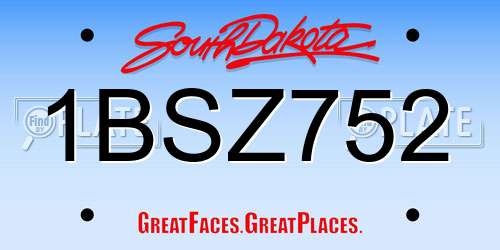 1BSZ752 South Dakota License Plate