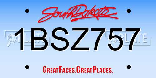 1BSZ757 South Dakota License Plate