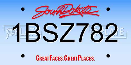 1BSZ782 South Dakota License Plate