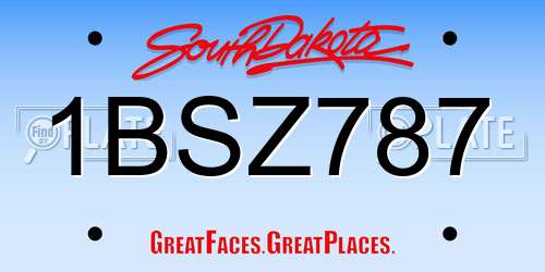 1BSZ787 South Dakota License Plate