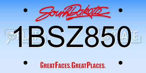 1BSZ850 South Dakota License Plate