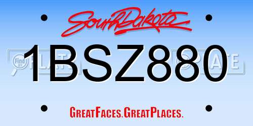 1BSZ880 South Dakota License Plate