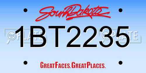 1BT2235 South Dakota License Plate