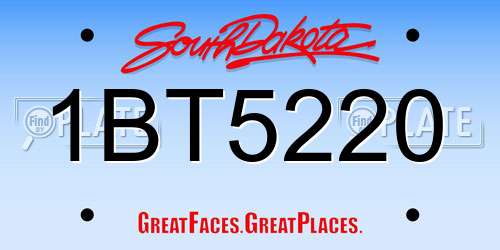 1BT5220 South Dakota License Plate