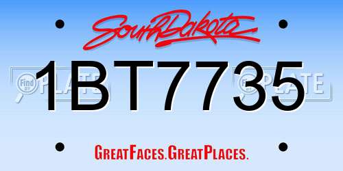 1BT7735 South Dakota License Plate