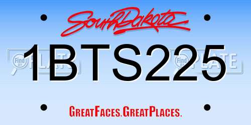 1BTS225 South Dakota License Plate