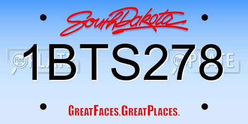 1BTS278 South Dakota License Plate