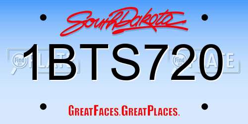 1BTS720 South Dakota License Plate