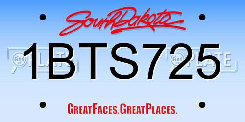 1BTS725 South Dakota License Plate