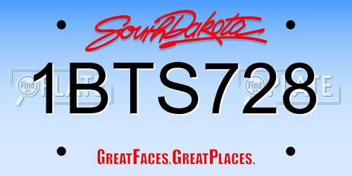 1BTS728 South Dakota License Plate