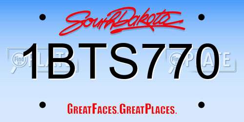 1BTS770 South Dakota License Plate