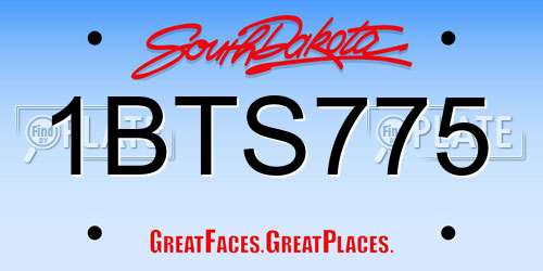 1BTS775 South Dakota License Plate