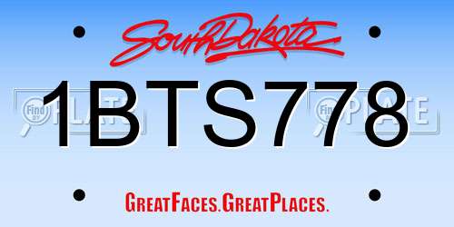 1BTS778 South Dakota License Plate