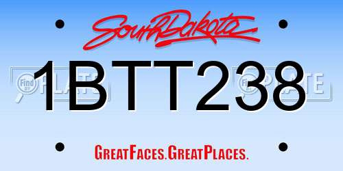 1BTT238 South Dakota License Plate