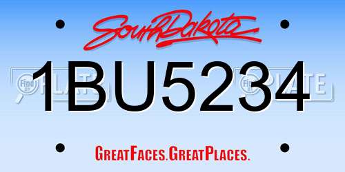 1BU5234 South Dakota License Plate