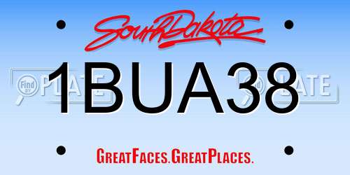 1BUA38 South Dakota License Plate